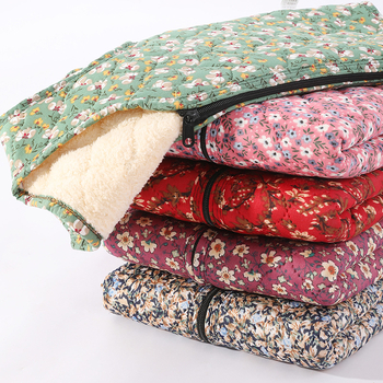 Moteriška fliso pamušalo liemenė su gėlių raštu, kasdienio japonų/korejiečių stiliaus, poliesterio 50–70% mišinys
