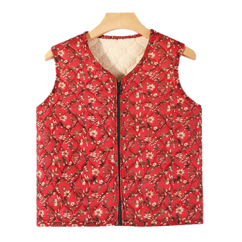 Moteriška fliso pamušalo liemenė su gėlių raštu, kasdienio japonų/korejiečių stiliaus, poliesterio 50–70% mišinys