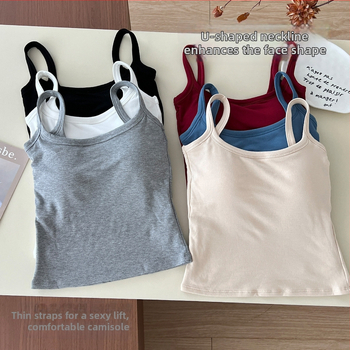 Viskozės camisole su krūtinės pagalvėle ir vilnos vidumi, stačiakampis kaklo iškirptė, siauras kirpimas