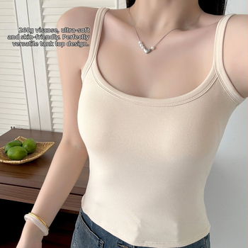 Viskozės camisole su krūtinės pagalvėle ir vilnos vidumi, stačiakampis kaklo iškirptė, siauras kirpimas