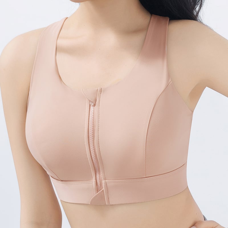 Moteriška sportinė liemenėlė su priekiniais užtrauktukais, reguliuojama, atspari smūgiams ir kvėpuojanti, audinys: nailonas 76% / spandeksas 24%