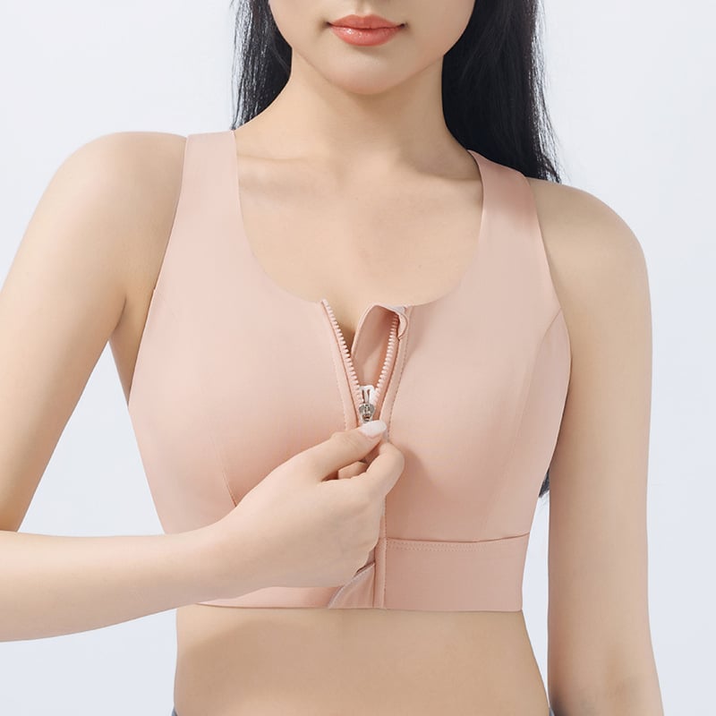 Moteriška sportinė liemenėlė su priekiniais užtrauktukais, reguliuojama, atspari smūgiams ir kvėpuojanti, audinys: nailonas 76% / spandeksas 24%