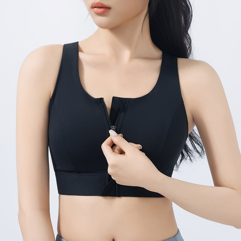 Moteriška sportinė liemenėlė su priekiniais užtrauktukais, reguliuojama, atspari smūgiams ir kvėpuojanti, audinys: nailonas 76% / spandeksas 24%