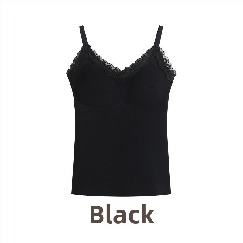 Naiste termotop integreetud rinna padjaga, V-kaelus, ühekihiline, akrüülkiududest ning 50–70% nailon, 161–180 g/m²