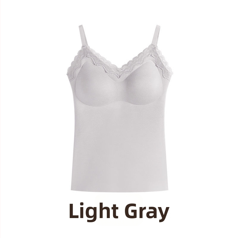 Naiste termotop integreetud rinna padjaga, V-kaelus, ühekihiline, akrüülkiududest ning 50–70% nailon, 161–180 g/m²