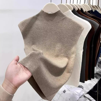 RUANDAI Vestă tricotată fără mâneci pentru femei, cu guler semi‑înalt, croială Slim, chenille țesătură, amestec poliester-elastan