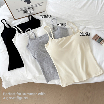 Yasna Medvilninis top su medvilninėmis įdėklomis, pagrindinis audinys 90–95%, Korėjos versija, sling forma, apvalus kaklas