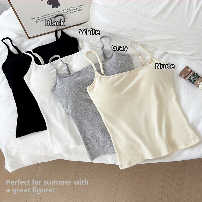 Yasna Medvilninis top su medvilninėmis įdėklomis, pagrindinis audinys 90–95%, Korėjos versija, sling forma, apvalus kaklas