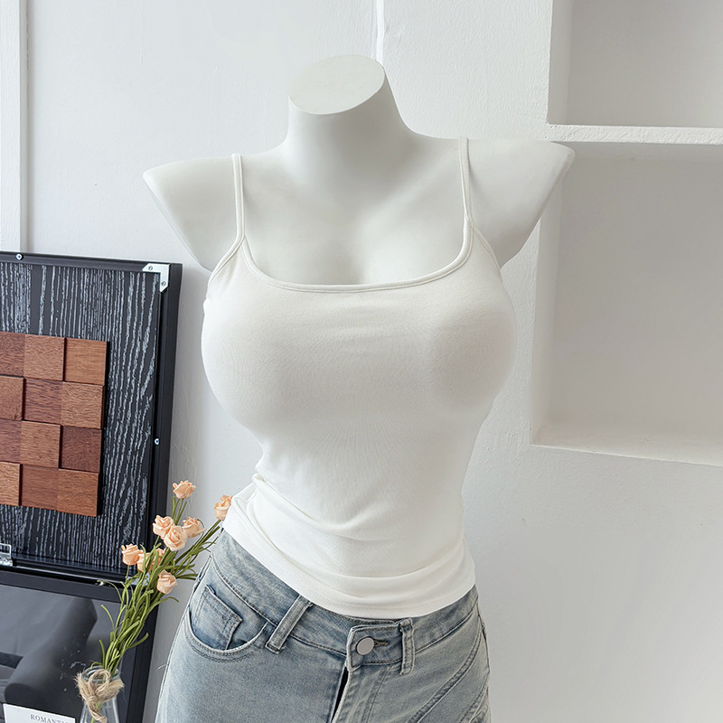 Yasna Medvilninis top su medvilninėmis įdėklomis, pagrindinis audinys 90–95%, Korėjos versija, sling forma, apvalus kaklas