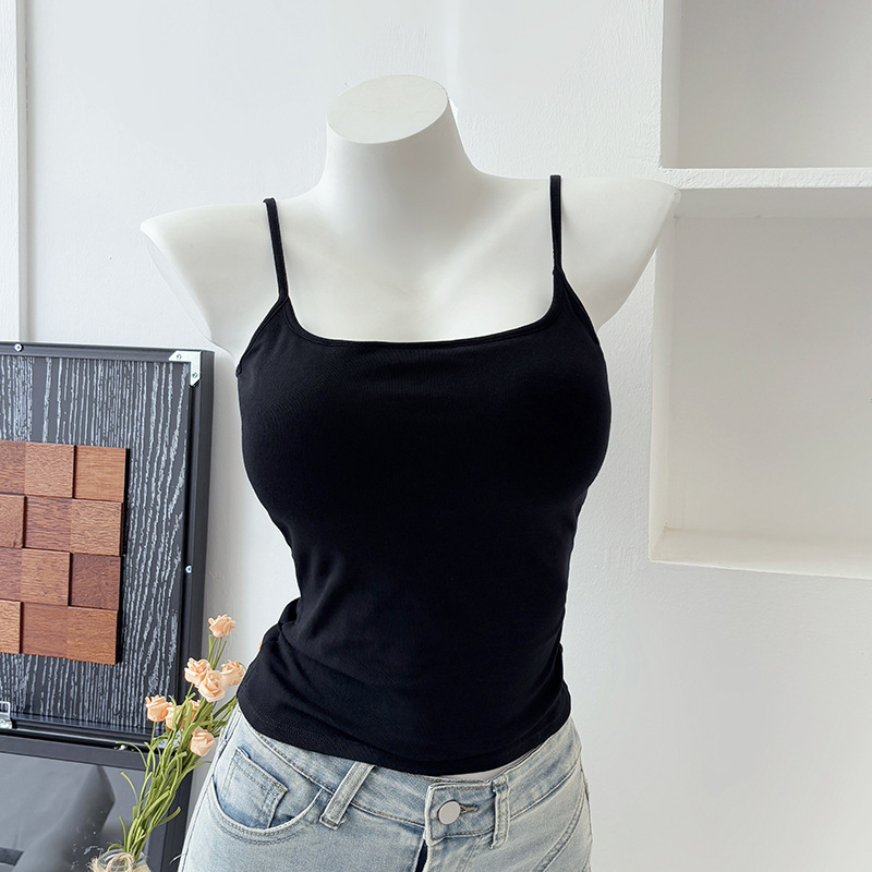 Yasna Medvilninis top su medvilninėmis įdėklomis, pagrindinis audinys 90–95%, Korėjos versija, sling forma, apvalus kaklas