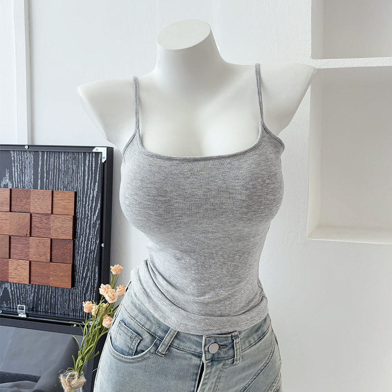 Yasna Medvilninis top su medvilninėmis įdėklomis, pagrindinis audinys 90–95%, Korėjos versija, sling forma, apvalus kaklas