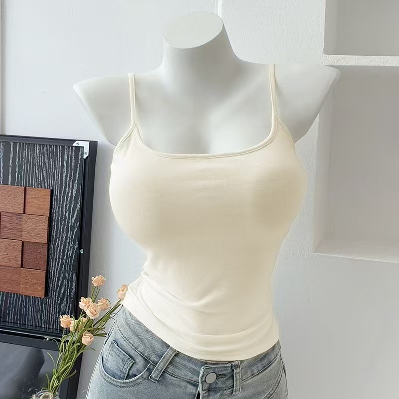 Yasna Medvilninis top su medvilninėmis įdėklomis, pagrindinis audinys 90–95%, Korėjos versija, sling forma, apvalus kaklas