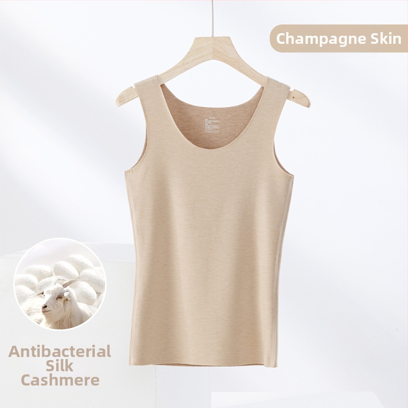 Termiline vest kasmiri-siidisegu materjalist, õmblusteta, ümmarguse kaelusega, ekstraväga paks kangas 301–350 g/m², sobib välisriietuseks