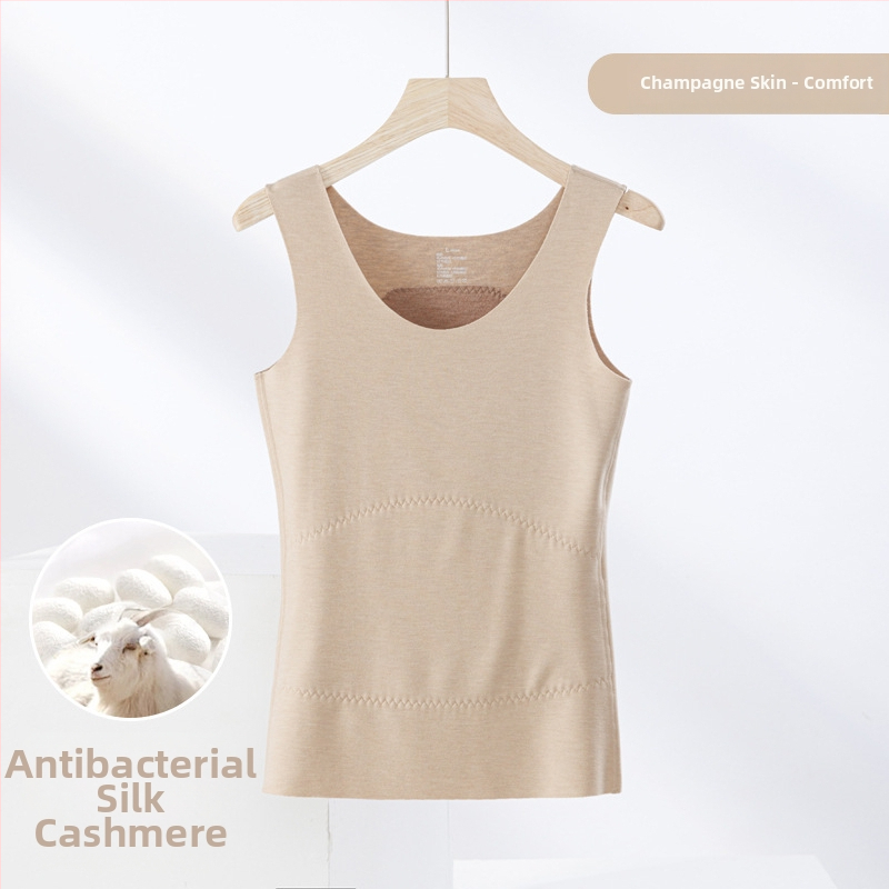 Termiline vest kasmiri-siidisegu materjalist, õmblusteta, ümmarguse kaelusega, ekstraväga paks kangas 301–350 g/m², sobib välisriietuseks