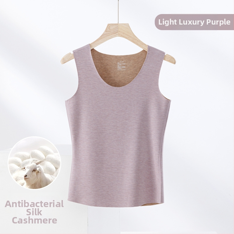 Termiline vest kasmiri-siidisegu materjalist, õmblusteta, ümmarguse kaelusega, ekstraväga paks kangas 301–350 g/m², sobib välisriietuseks