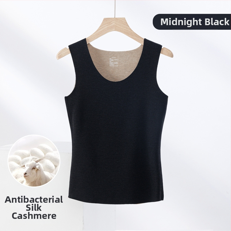 Termiline vest kasmiri-siidisegu materjalist, õmblusteta, ümmarguse kaelusega, ekstraväga paks kangas 301–350 g/m², sobib välisriietuseks