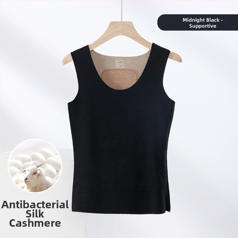 Termiline vest kasmiri-siidisegu materjalist, õmblusteta, ümmarguse kaelusega, ekstraväga paks kangas 301–350 g/m², sobib välisriietuseks