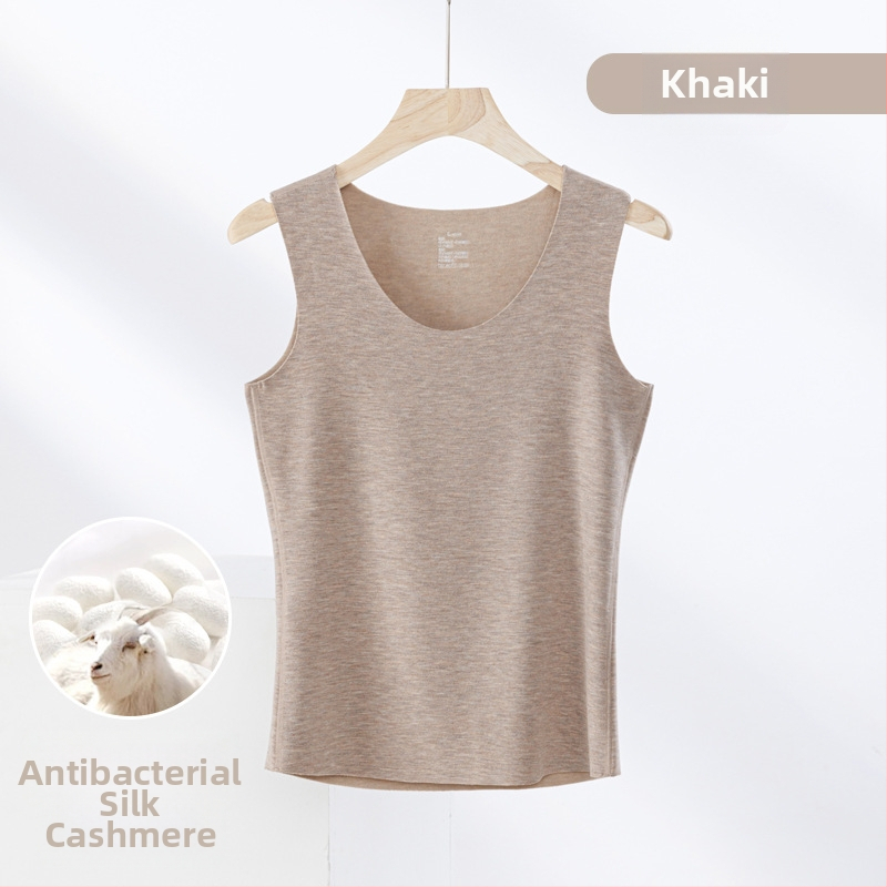 Termiline vest kasmiri-siidisegu materjalist, õmblusteta, ümmarguse kaelusega, ekstraväga paks kangas 301–350 g/m², sobib välisriietuseks