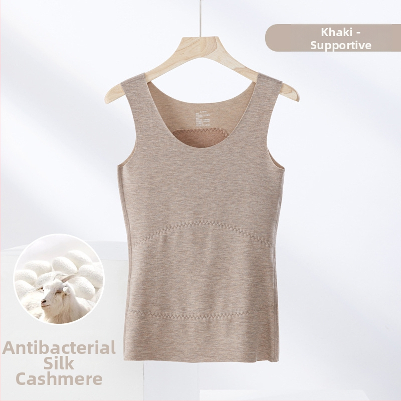 Termiline vest kasmiri-siidisegu materjalist, õmblusteta, ümmarguse kaelusega, ekstraväga paks kangas 301–350 g/m², sobib välisriietuseks