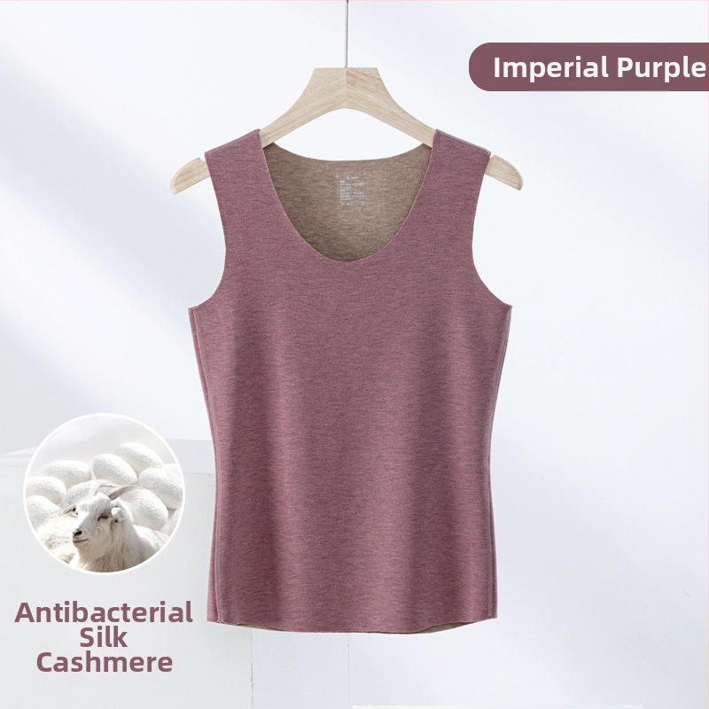 Termiline vest kasmiri-siidisegu materjalist, õmblusteta, ümmarguse kaelusega, ekstraväga paks kangas 301–350 g/m², sobib välisriietuseks