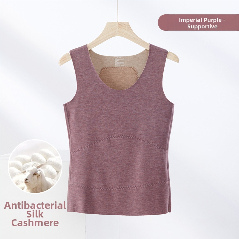 Termiline vest kasmiri-siidisegu materjalist, õmblusteta, ümmarguse kaelusega, ekstraväga paks kangas 301–350 g/m², sobib välisriietuseks