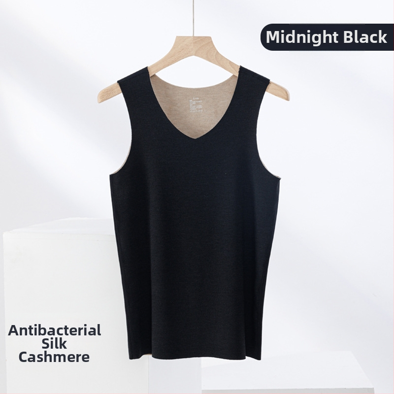 Termiline vest kasmiri-siidisegu materjalist, õmblusteta, ümmarguse kaelusega, ekstraväga paks kangas 301–350 g/m², sobib välisriietuseks