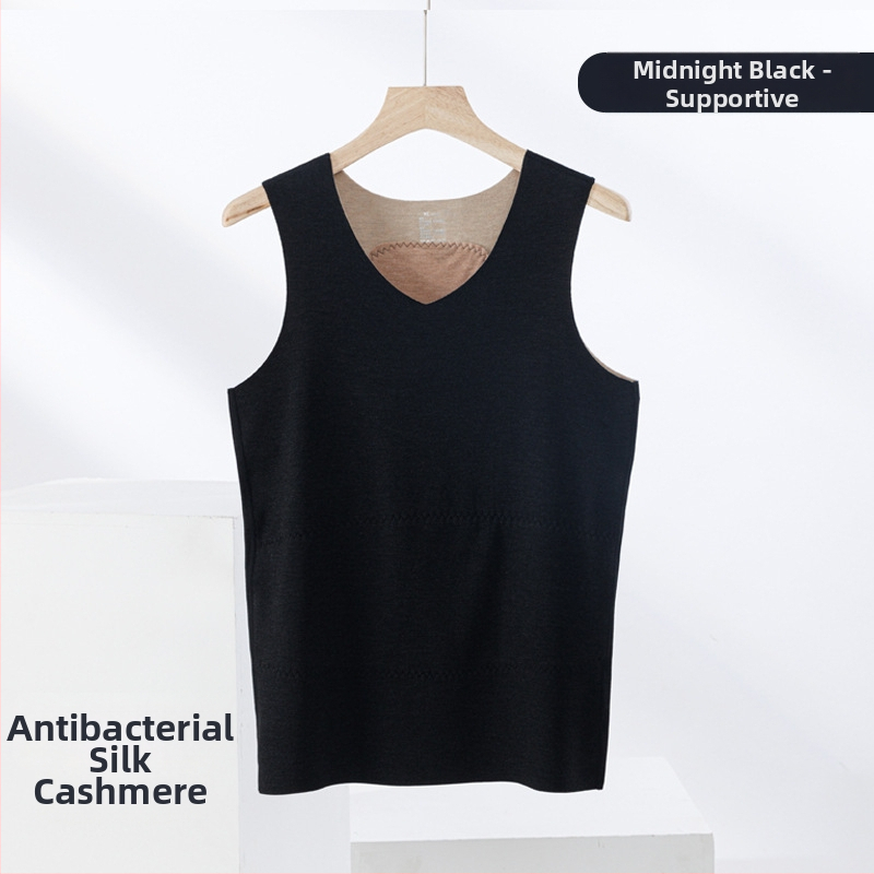 Termiline vest kasmiri-siidisegu materjalist, õmblusteta, ümmarguse kaelusega, ekstraväga paks kangas 301–350 g/m², sobib välisriietuseks