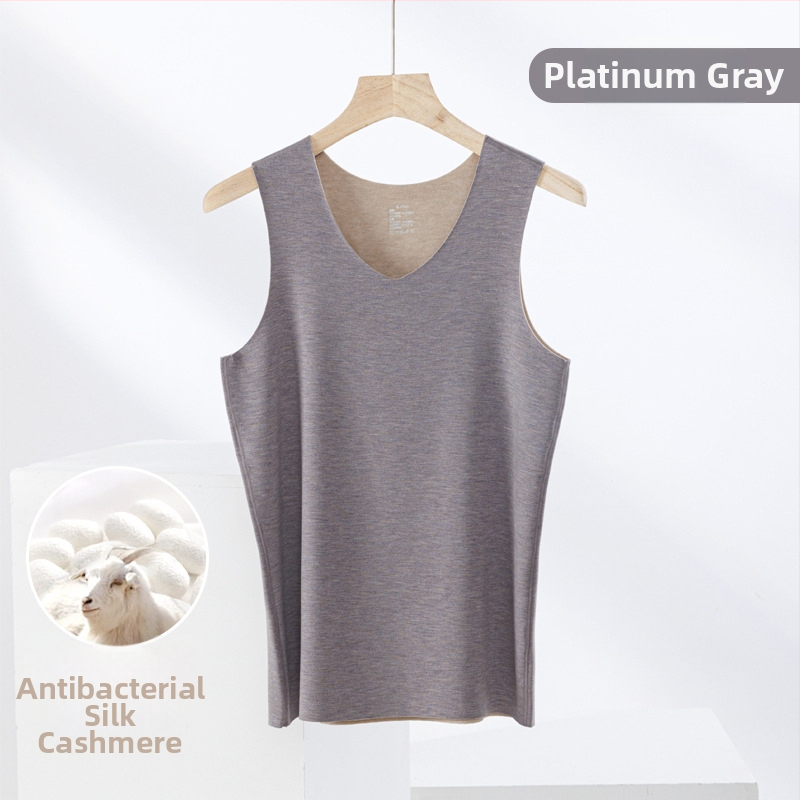 Termiline vest kasmiri-siidisegu materjalist, õmblusteta, ümmarguse kaelusega, ekstraväga paks kangas 301–350 g/m², sobib välisriietuseks