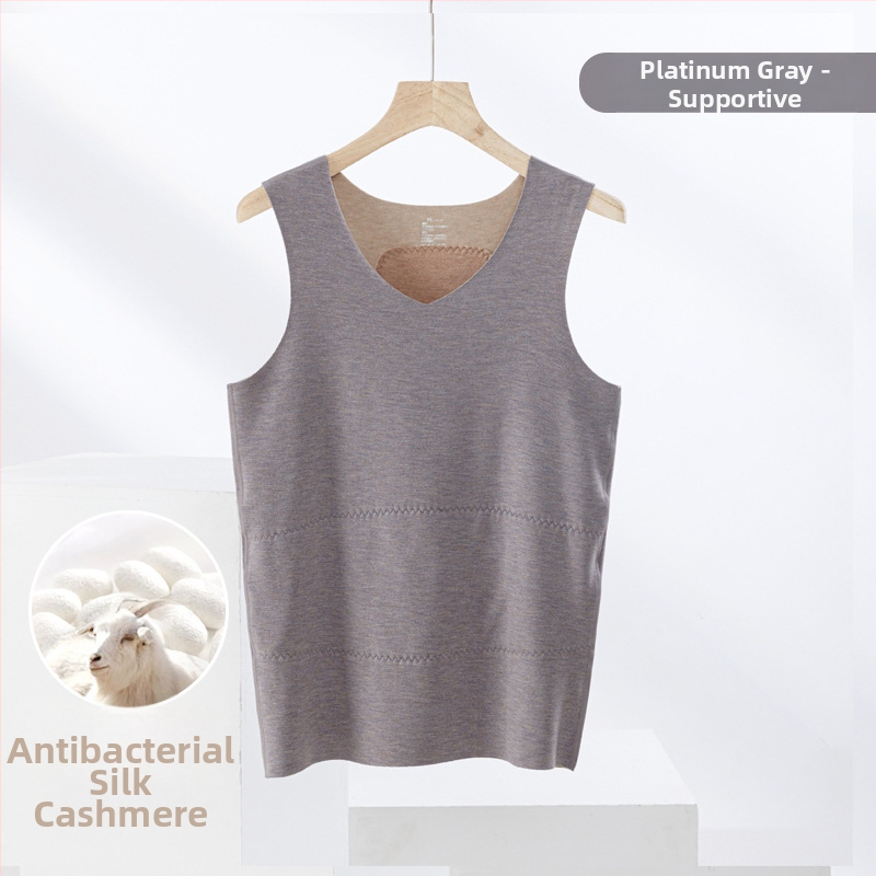 Termiline vest kasmiri-siidisegu materjalist, õmblusteta, ümmarguse kaelusega, ekstraväga paks kangas 301–350 g/m², sobib välisriietuseks