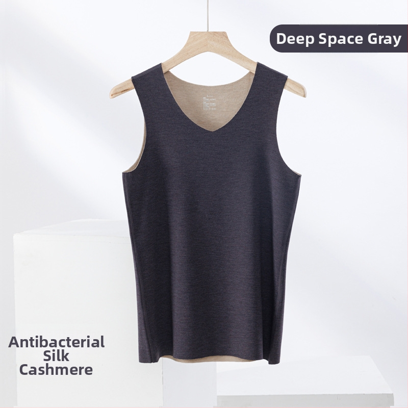 Termiline vest kasmiri-siidisegu materjalist, õmblusteta, ümmarguse kaelusega, ekstraväga paks kangas 301–350 g/m², sobib välisriietuseks