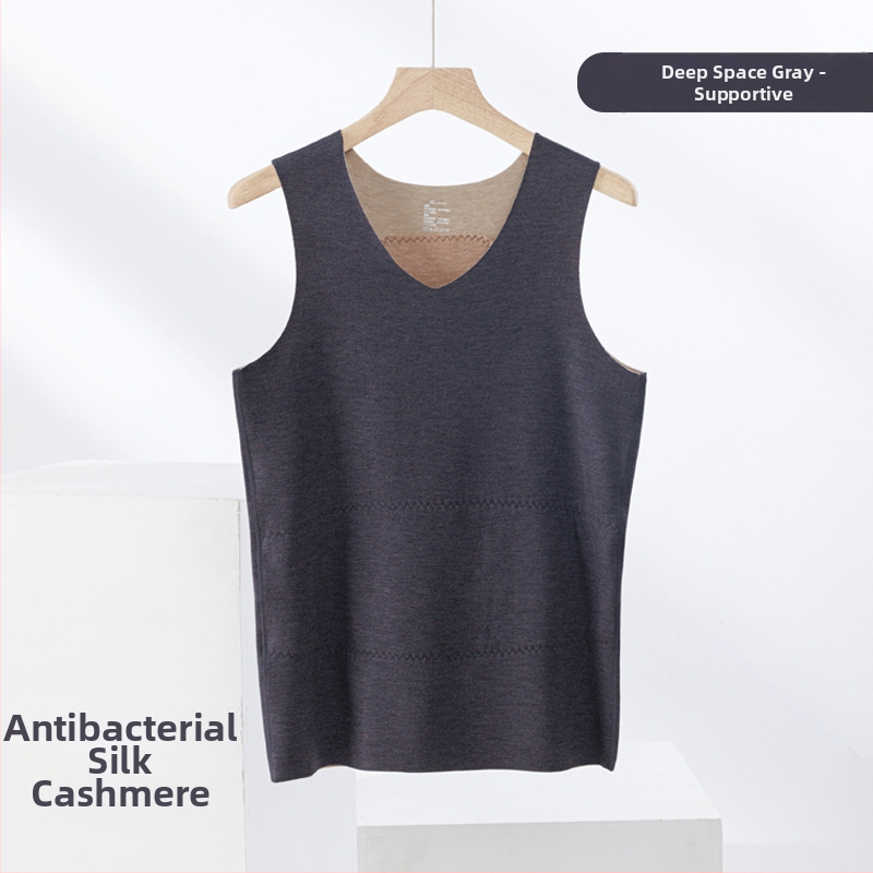 Termiline vest kasmiri-siidisegu materjalist, õmblusteta, ümmarguse kaelusega, ekstraväga paks kangas 301–350 g/m², sobib välisriietuseks