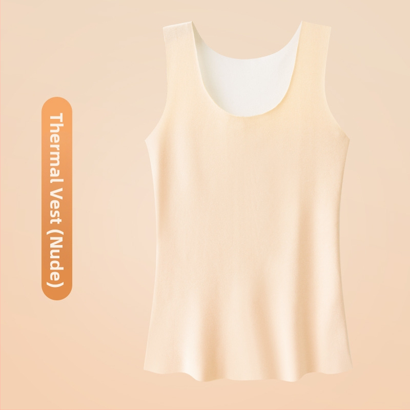 Naiste nailonist soojendav vest fleecevoodriga, õmblusteta, ümmarguse kaelusega, paksus 201–250 g/m²