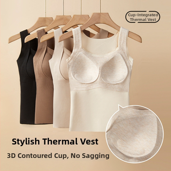 Naistermi vest, paks polüestri kangas, fliisvooder, integreeritud rinnahoidja tass ja rinnapadja, kinnitatud rinnapadja, sügis-talv