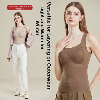 Naistermi vest, paks polüestri kangas, fliisvooder, integreeritud rinnahoidja tass ja rinnapadja, kinnitatud rinnapadja, sügis-talv