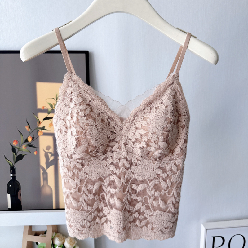 Prancūziško stiliaus nėrinių kamšolis su žuvies kaulo dizainu, moterims vidinis pagrindinis sluoksnis su krūties pagalvė ir vilnonis viršus (Stilius: pečių dirželiai; Versija: tiesus tipas; Audinys: nėriniai; Pagrindinis materialas: nailonas; Elastingumas: