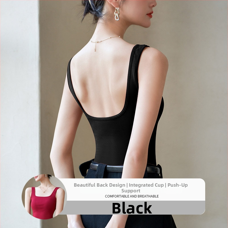 Vesto stiliaus camisole su įdėklais krūtims, siauras kirpimas, medvilnės-elastano mišinys, pavasaris 2025