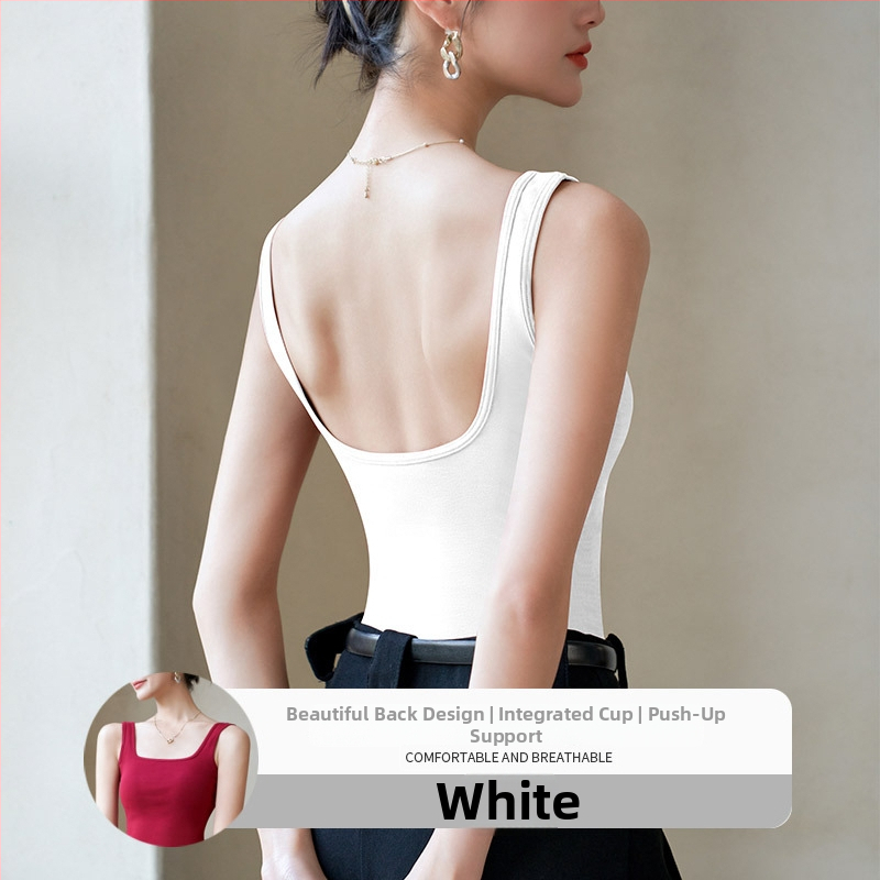 Vesto stiliaus camisole su įdėklais krūtims, siauras kirpimas, medvilnės-elastano mišinys, pavasaris 2025