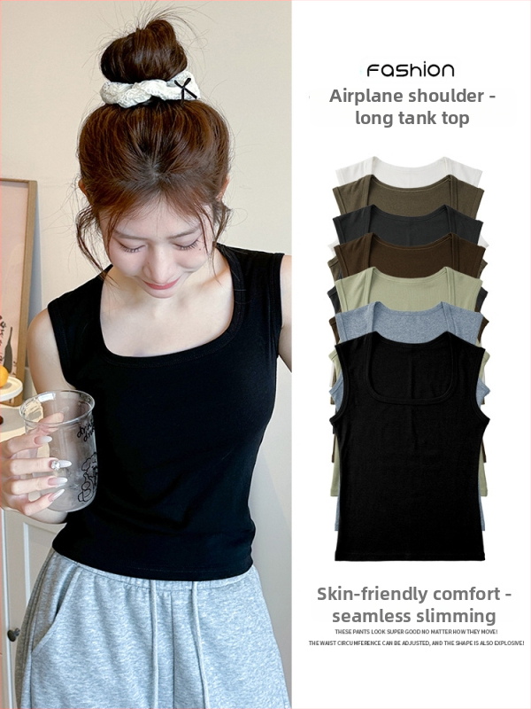 Medvilninis moteriškas kamizolė, siauras kirpimas, trumpas ilgis, špageti petnelės, pagrindinis viršus