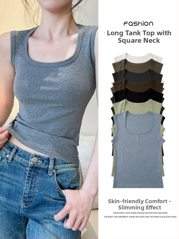 Medvilninis moteriškas kamizolė, siauras kirpimas, trumpas ilgis, špageti petnelės, pagrindinis viršus