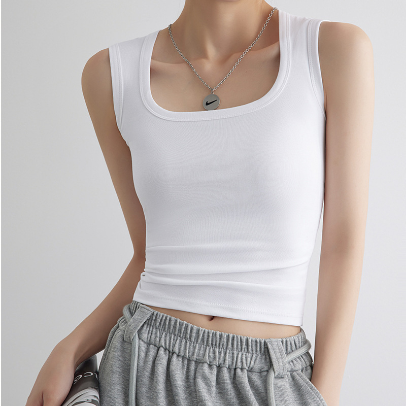 Moterys be rankovių viršūnė iš medvilnės megztinio, liesas kirpimas, peties dirželiai, ilgis 50–65 cm, medvilnė 90–95%, spandeks <30%, aukšta elastingumas.