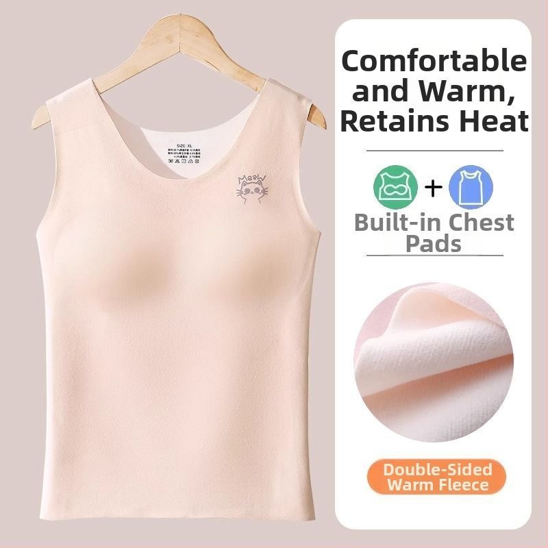 Õmblusteta termiline vest naistele rinnapatjadega, kahekordne kiht akrüülmaterjalist, paks 201–250 g/m²