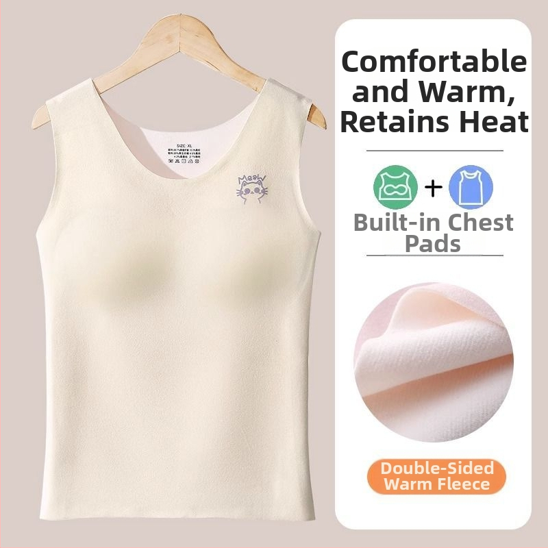 Õmblusteta termiline vest naistele rinnapatjadega, kahekordne kiht akrüülmaterjalist, paks 201–250 g/m²