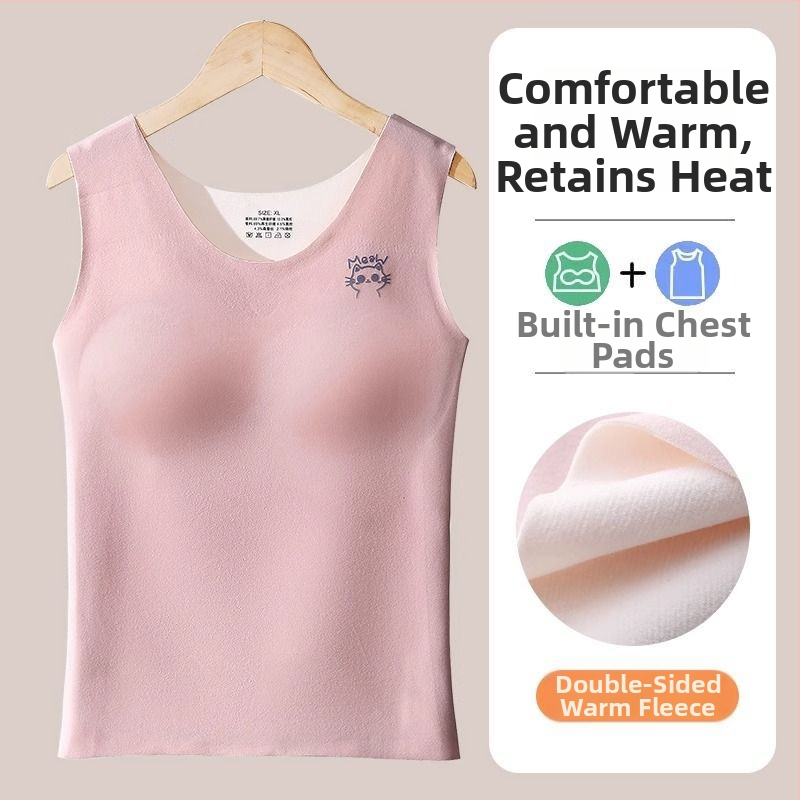 Õmblusteta termiline vest naistele rinnapatjadega, kahekordne kiht akrüülmaterjalist, paks 201–250 g/m²