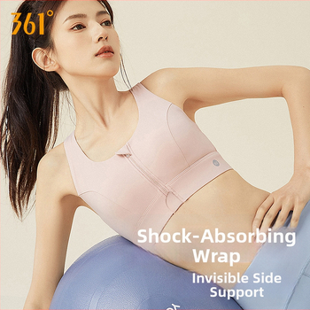 361 Moterų jogos sportinis liemenė su priekinio užtrauktuko, kvėpuojantis nailonas, su įdėklais