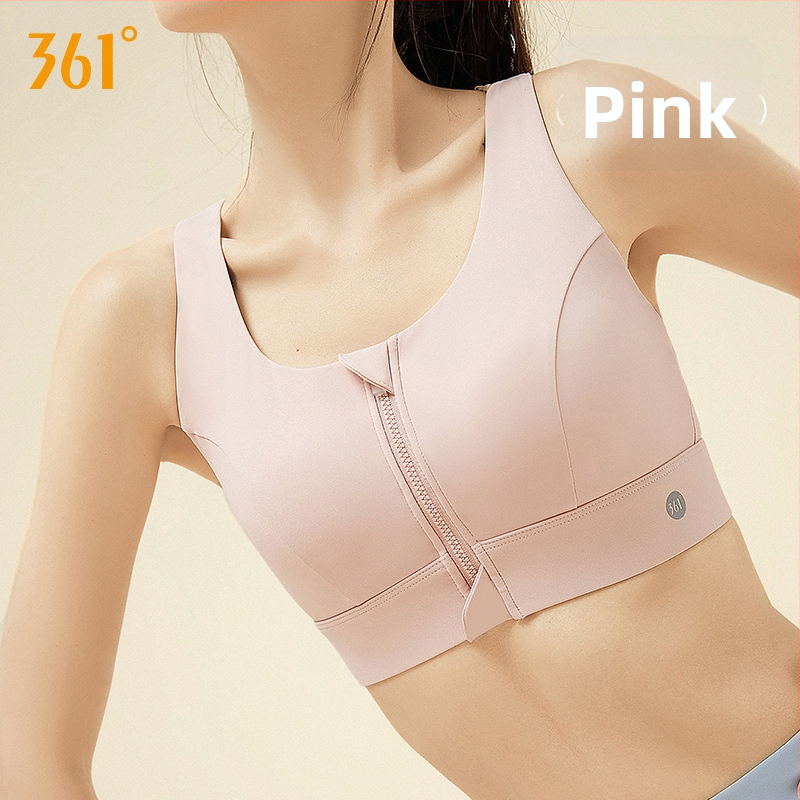 361 Moterų jogos sportinis liemenė su priekinio užtrauktuko, kvėpuojantis nailonas, su įdėklais