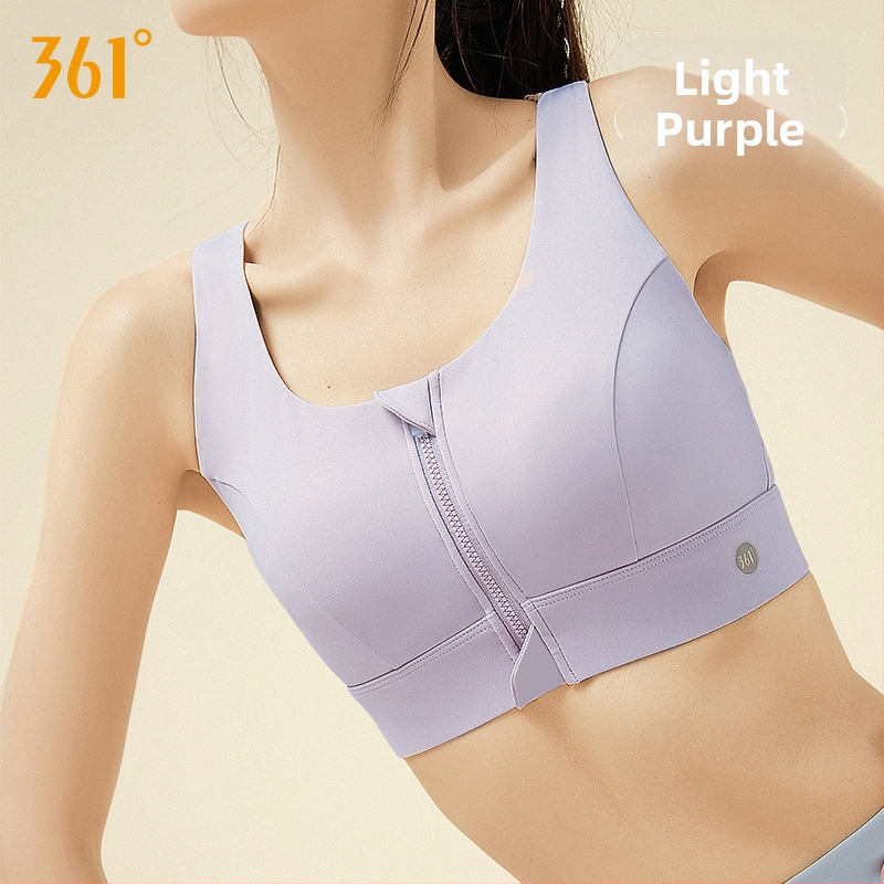 361 Moterų jogos sportinis liemenė su priekinio užtrauktuko, kvėpuojantis nailonas, su įdėklais