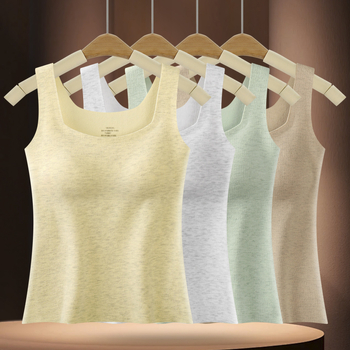 Naiste termiline vest sisseehitatud rinna padjaga, õmblusteta, Lyocell, ruudukujuline kaelus, keha kujundus