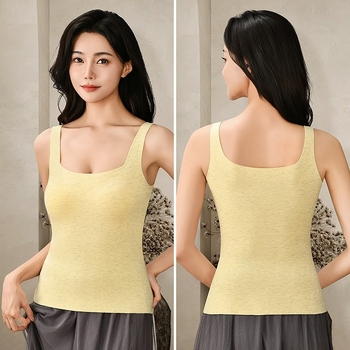 Naiste termiline vest sisseehitatud rinna padjaga, õmblusteta, Lyocell, ruudukujuline kaelus, keha kujundus