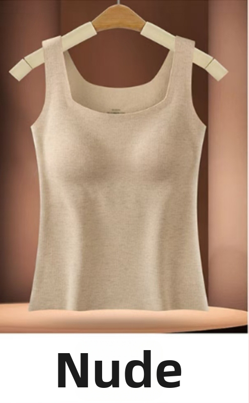 Naiste termiline vest sisseehitatud rinna padjaga, õmblusteta, Lyocell, ruudukujuline kaelus, keha kujundus