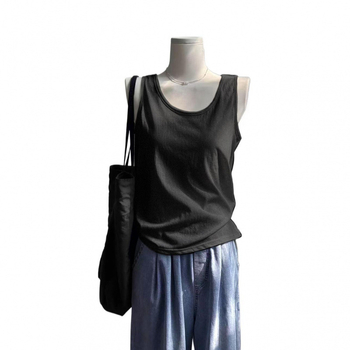 Moterų laisvas cami-top be rankovių iš tinklinės medžiagos, nuimamos petnešėlės, įprastas ilgis